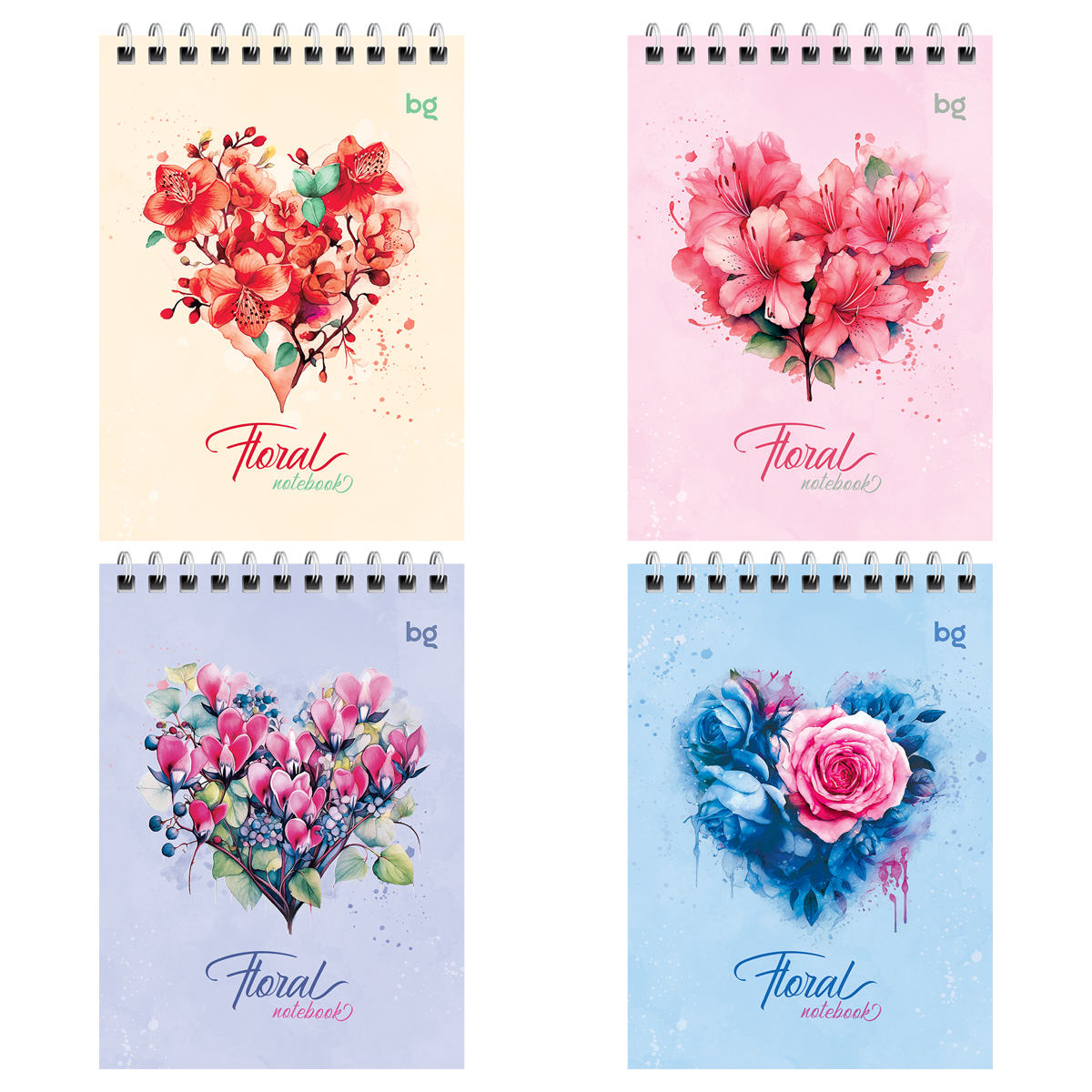 Блокнот А6 40 л гребень, Floral notebook