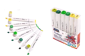 Набор маркеров для скетчинга Fantasia, 6 цветов, зеленые цвета, 2,5-6,2 мм, двусторонние