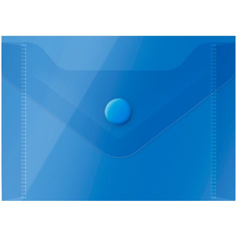 Папка-конверт на кнопке А7 OfficeSpace, 150 мкм, полупрозрачная, синяя