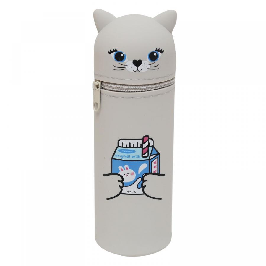 Пенал-косметичка "Cat and Milk" 6х17х6 см, фигурный, силикон
