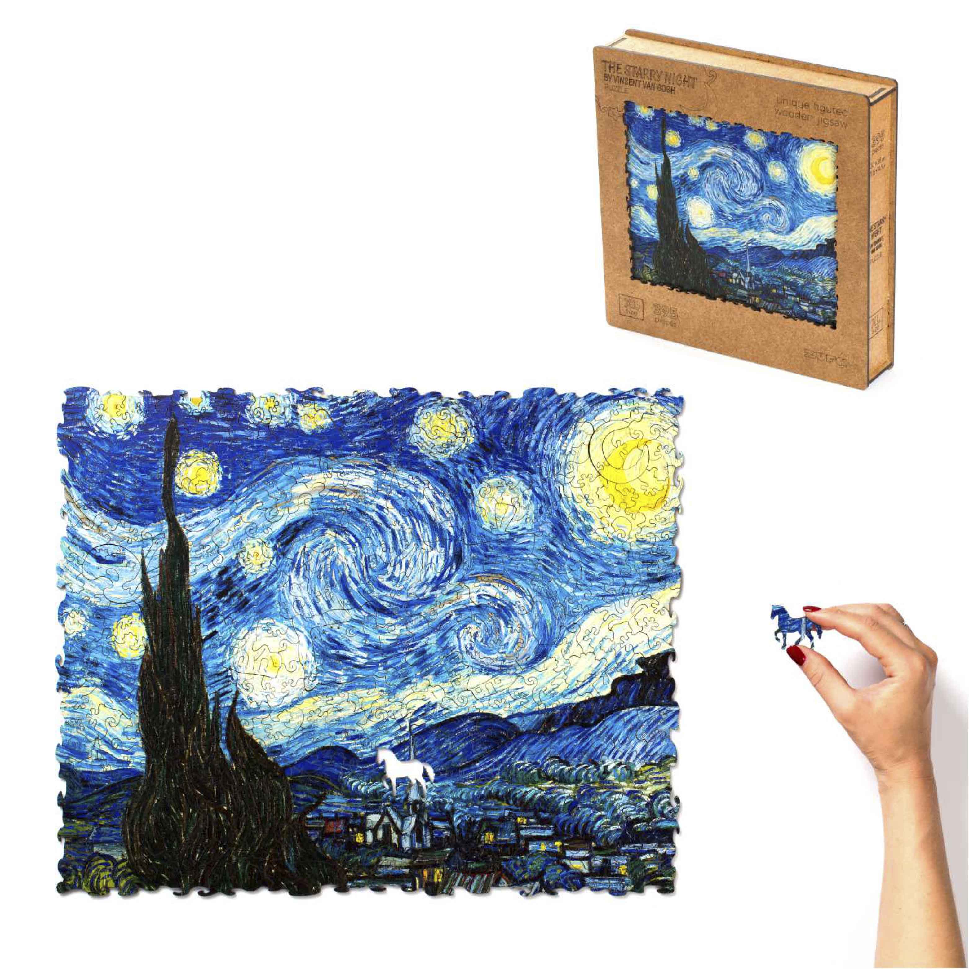 Деревянный пазл с однослойной крышкой Картина "Звездная ночь" Ван Гог XL