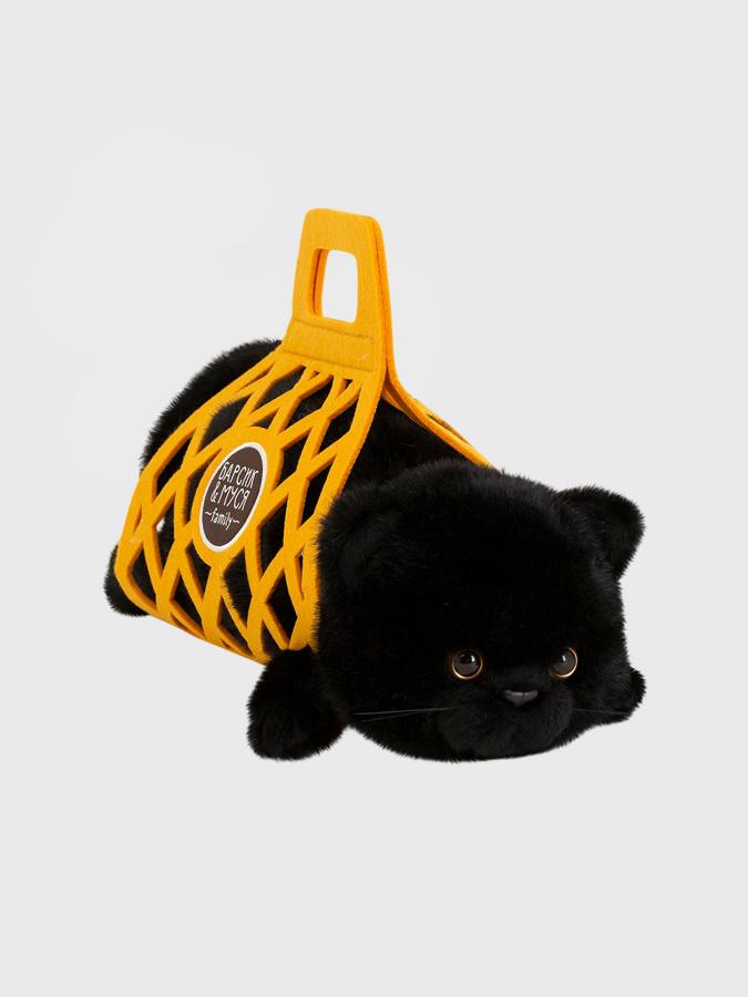Игрушка мягкая "Кот Барсик в сумке черный" 56 см