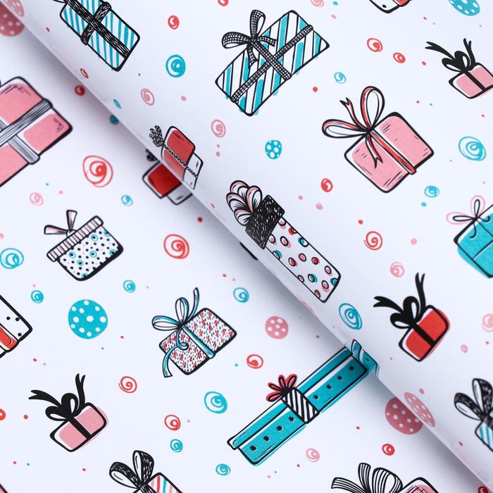 Бумага упаковочная 40х60 см, "Подарок", глянцевая