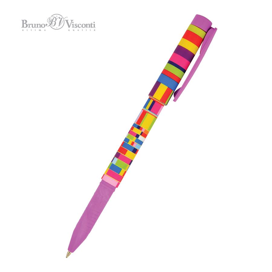 Ручка шариковая Bruno Visconti FreshWrite "Crazy. Клетка"  0,7 мм, синяя 