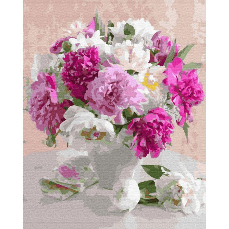 Раскраска по номерам "Свежие цветы в белой вазе", 40х50 см