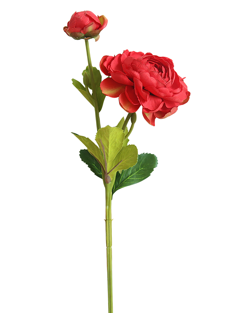 Искусственный цветок "Красный пион" (искусственный шелк, полиэтилен). 36х9х9 см