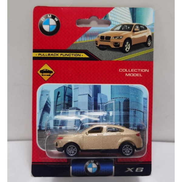 Машина металлическая "BMW X6" 7,5 см, инерция, золотая