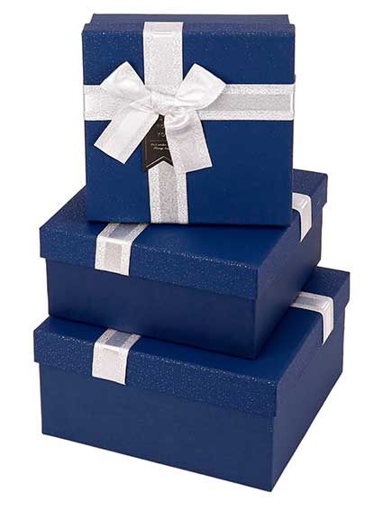 Подарочная коробка Радость, синяя 19 х 19 х 9 см; (3)