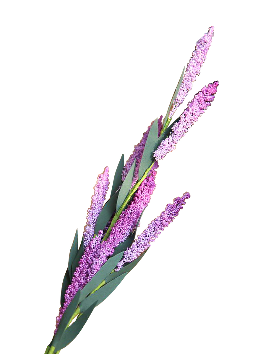 Ветка искусственных цветов "Сиреневая лаванда" из полиэтилена, 64х8х8 см