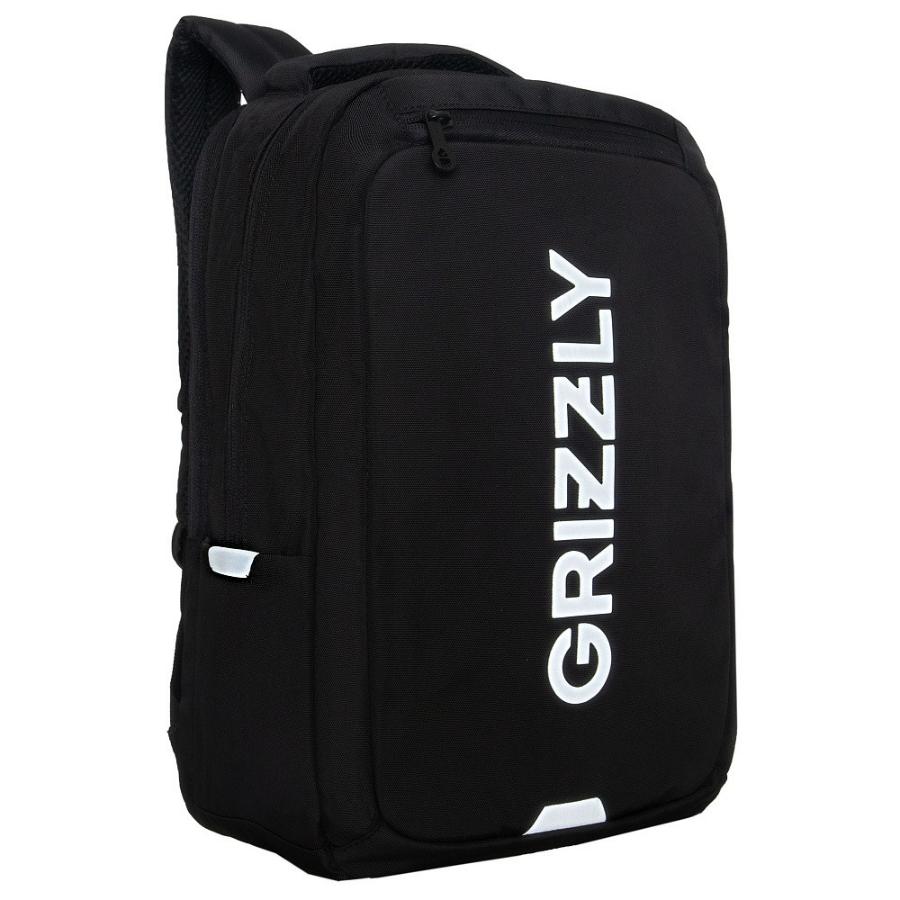 Рюкзак GRIZZLY, 42х29х18 см,  черный-серый, голография
