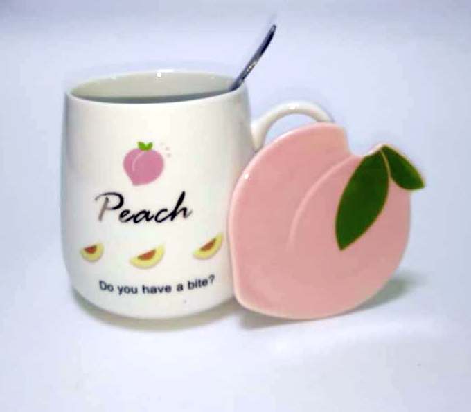 Кружка "Peach", крышка, ложка 