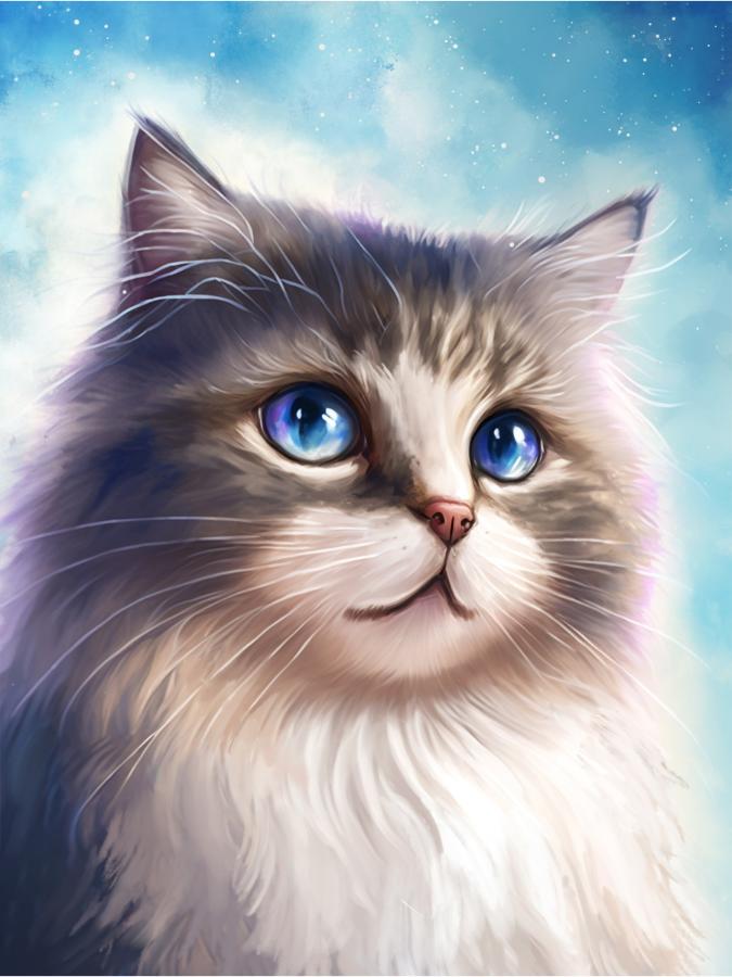 Картина по номерам "Голубоглазый котик" 30х40 см
