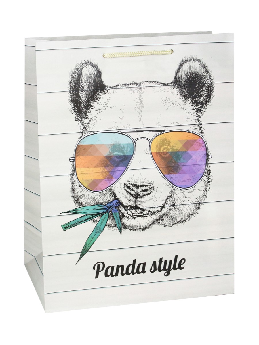 Пакет подарочный 32,4x44,5х10,2 см "Стильная панда" с матовой ламинацией