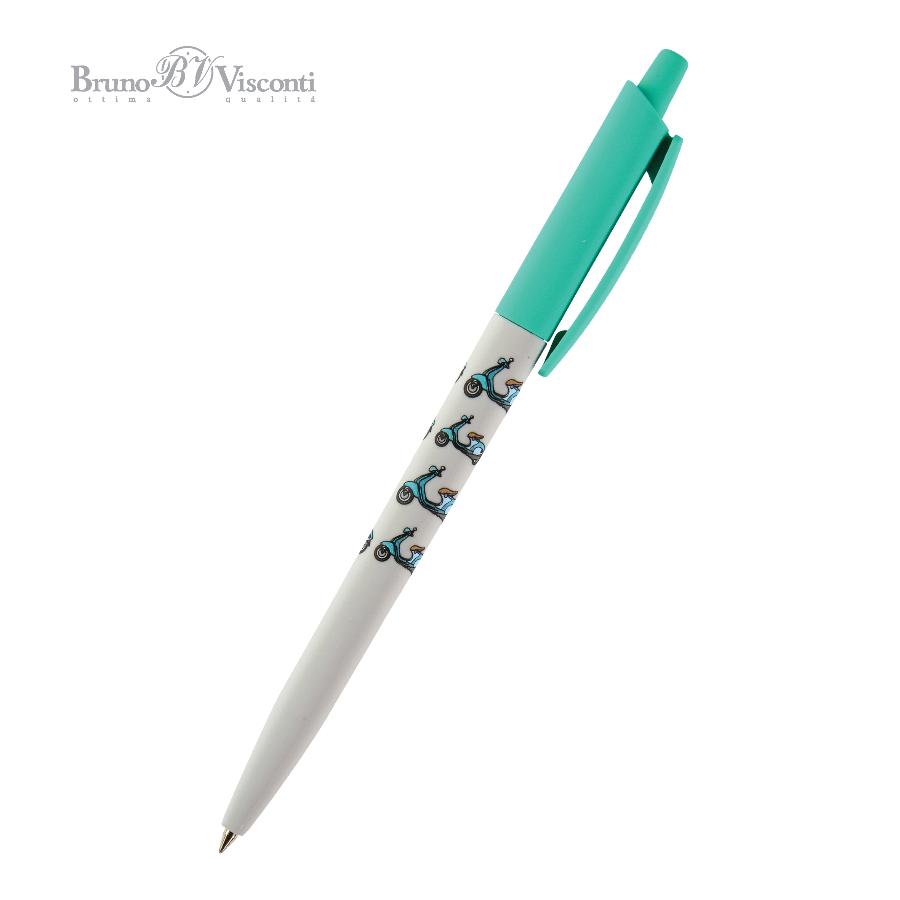 Ручка шариковая автоматическая Bruno Visconti HappyClick "Мопеды" 0,5 мм, синяя