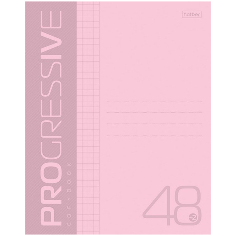 Тетрадь 48 л Progressive, пластиковая обл., розовая
