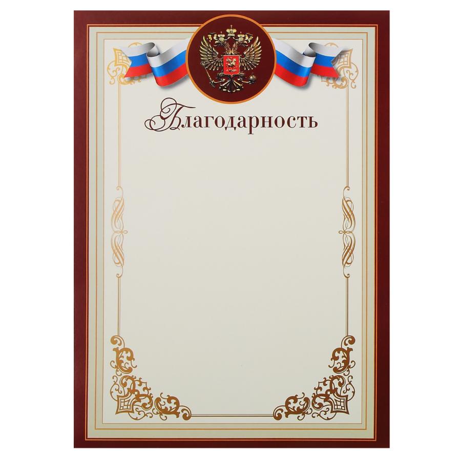 Благодарность с Российской символикой 
