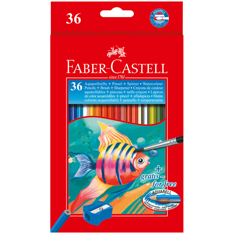 Карандаши 36 цветов Faber-Castell акварельные + кисть 