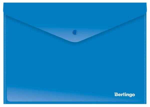 Папка-конверт на кнопке А4 Berlingo, 180 мкм, синяя