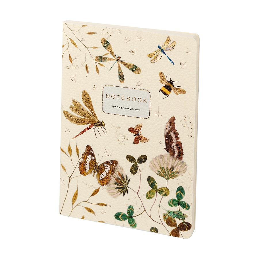 Книжка записная  60 л  А5 "FAUNA.БАБОЧКИ.СТРЕКОЗЫ", обложка кожзам, линия