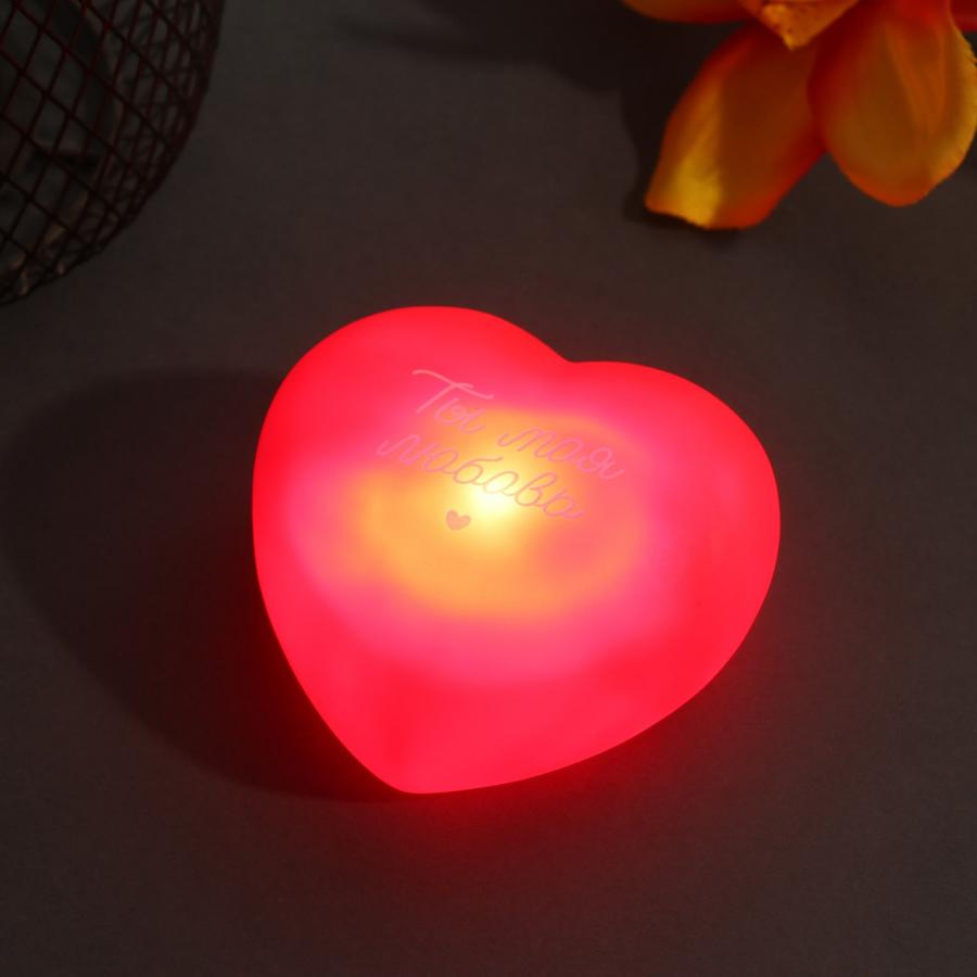 Ночник "Сердце. Ты моя любовь" LED 2хLR44 7х7х3.5см