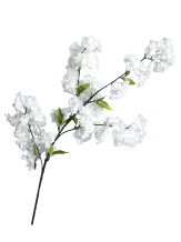 Ветка искусственных цветов "Белая Сакура" (искусственный шелк, полиэтилен)  104x15x10см