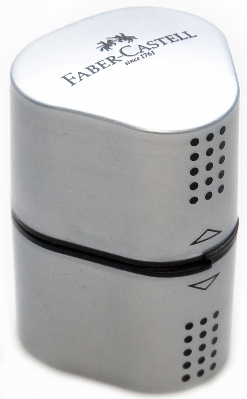 Точилка Faber-Castell "TRIO GRIP 2001" с контейнером, 3 отверстия, серая