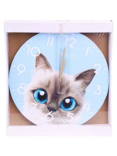 Часы настенные "Кошечка", голубые, 30 см
