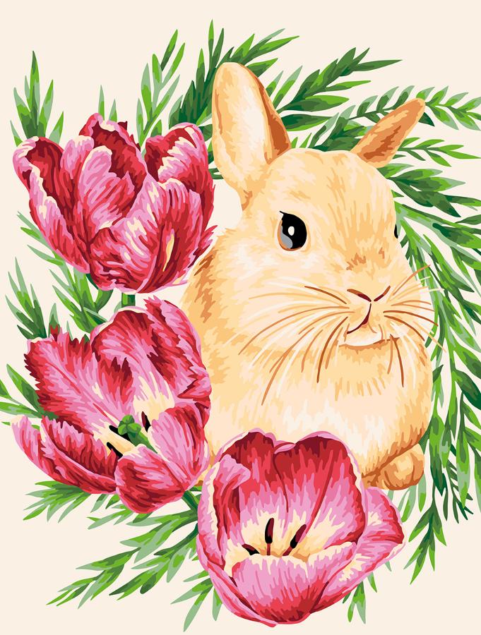 Картина по номерам "Кролик в тюльпанах", 40х30 см PNB/PM-113