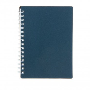 Книжка записная А6  80 л. гребень, пластик "METALLIC", тёмно-синяя
