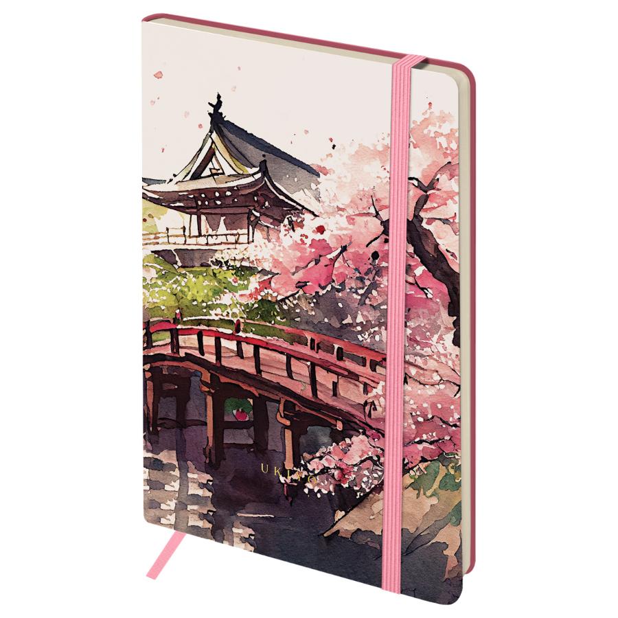 Книжка записная А5 80 л "Sakura. Karahafu", с резинкой, блок в линию