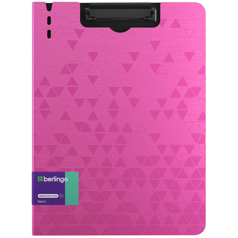 Папка-планшет с зажимом Berlingo "Neon", пластик, 1800 мкм, розовый неон