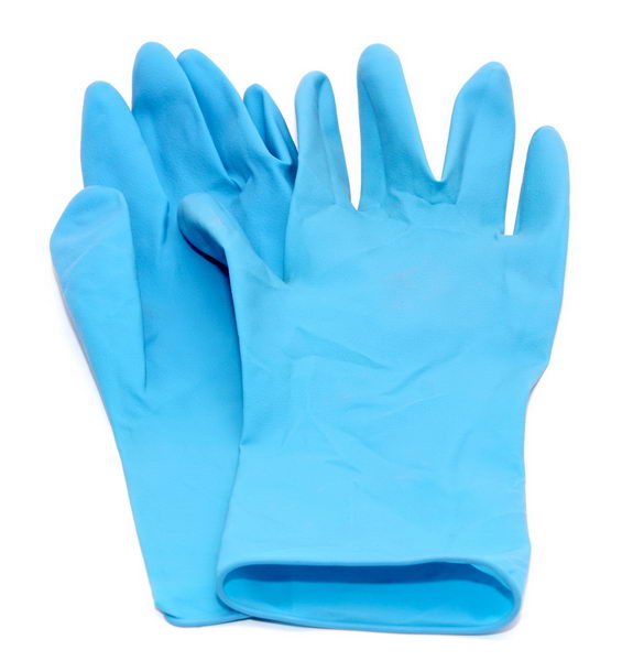 Перчатки резиновые бытовые синие Р- L