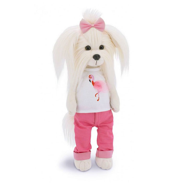 Игрушка мягкая "Собачка Lucky Mimi. Цвет настроения Фламинго" с каркасом, 25 см