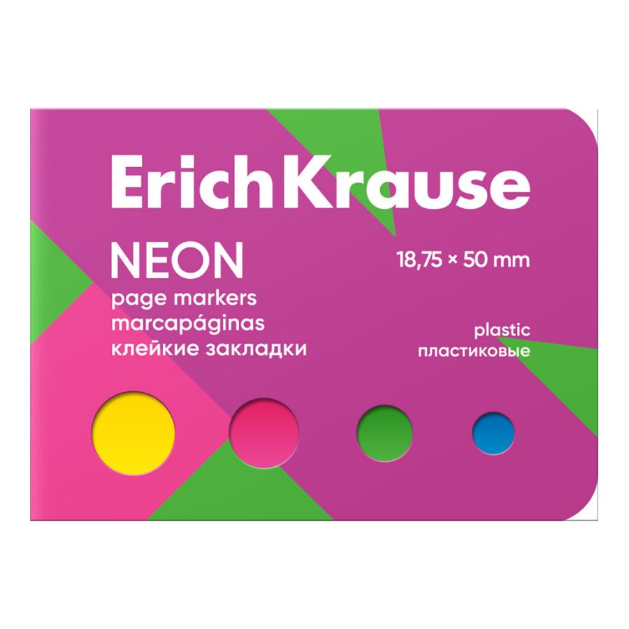 Закладки самоклеящиеся Erich Krause Neon, 18.75x50 мм, 100 листов, 4 цвета