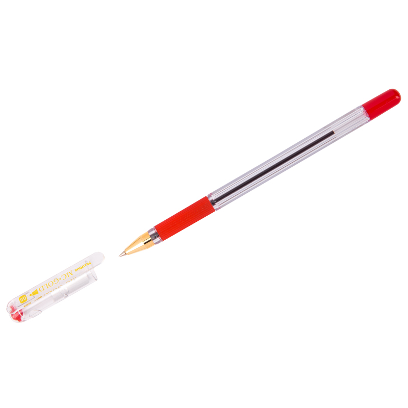 Ручка шариковая MunHwa "MC Gold" 0,5, грип на масляной основе, красная