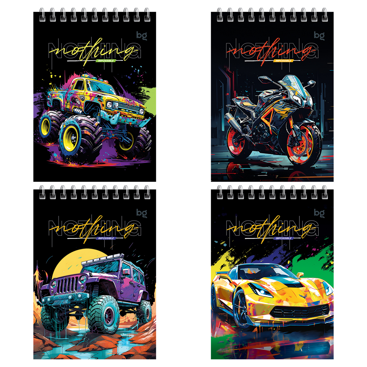 Блокнот А6 60 л гребень, Bright cars