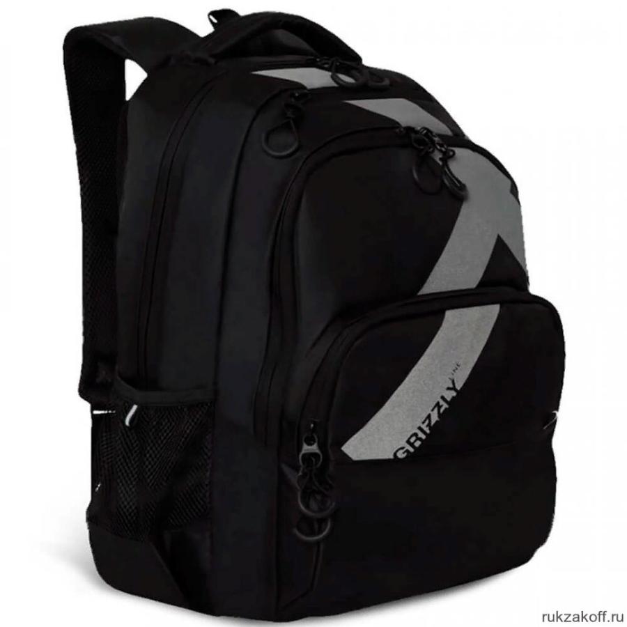 Рюкзак GRIZZLY, черный-серый, 32х45х23 см