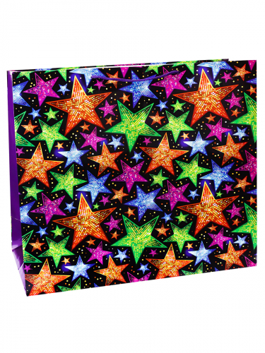 Пакет подарочный 54х44х16 см "Яркие звёзды", с глянцевой ламинацией