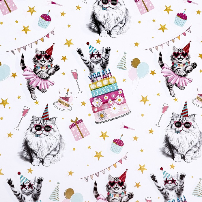 Бумага упаковочная 50х70 см "Танцевальные поздравления" 