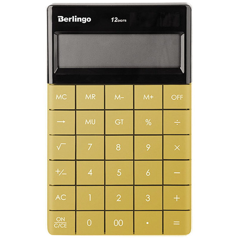 Калькулятор "Berlingo" PowerTX 12 разрядный, настольный, золотой