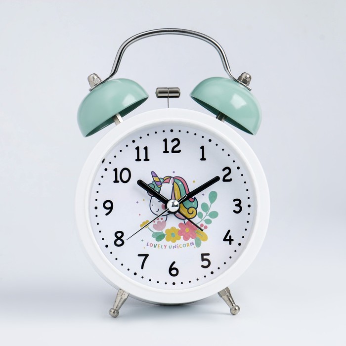 Часы-будильник "Единорожка", белый, дискретный ход, 9.5х14х5 см