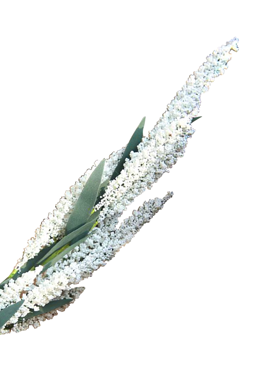 Ветка искусственных цветов "Белая лаванда" из полиэтилена, 64х8х8 см