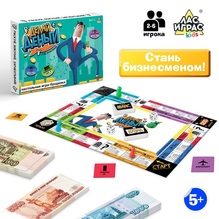 Игра настольная «Делай деньги» экономическая игра-бродилка
