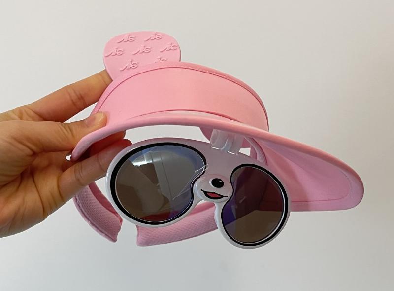 Кепка-козырек с очками "Панда", розовая