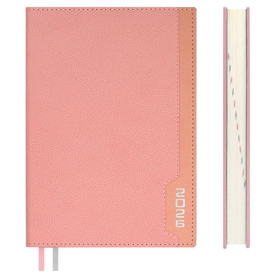 Ежедневник А5 176 л  2026, ESCALADA, Джут розовый, кожзам