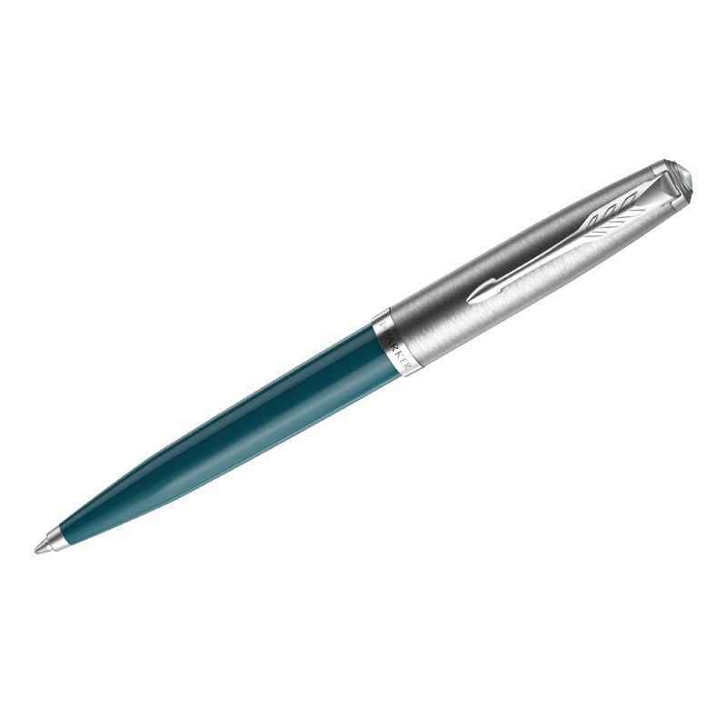 Ручка шариковая Parker "51" Teal Blue CT отделка латунь и палладий, черная 1,0 мм