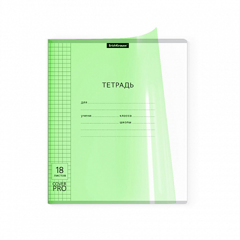Тетрадь 18 л Классика CoverPrо NEON пластиковая обложка. зеленая