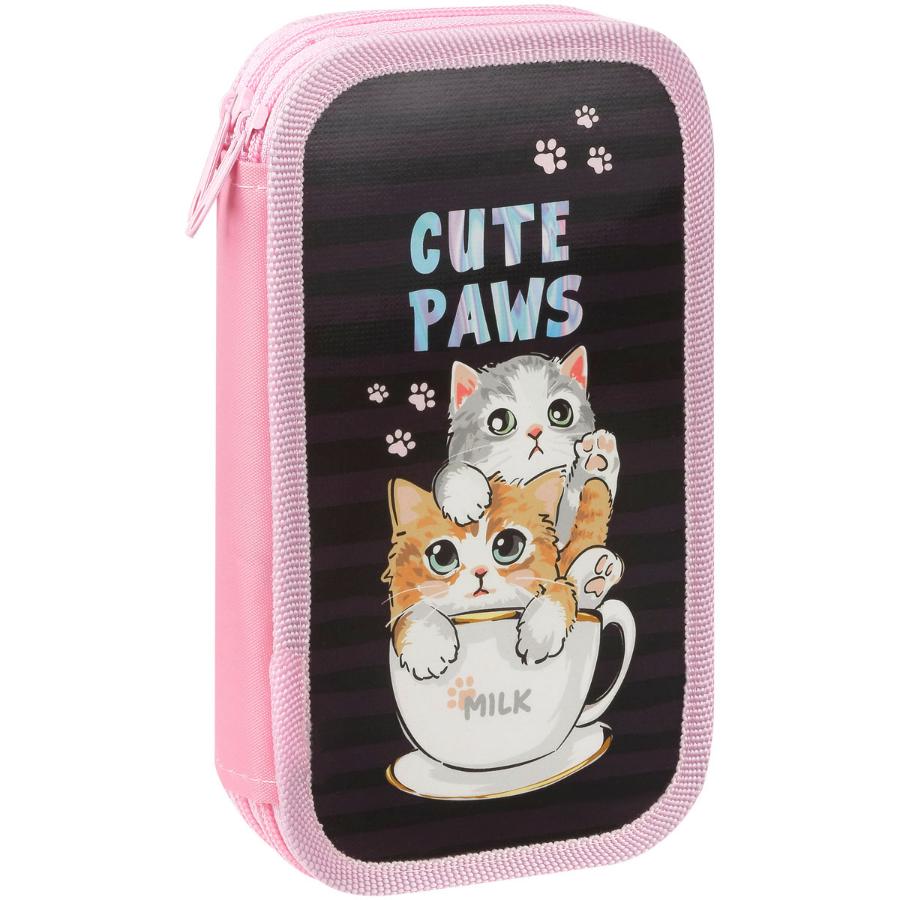 Пенал без наполнения 2 отделения "Cute Paws", 19х10,5 см, ArtSpace