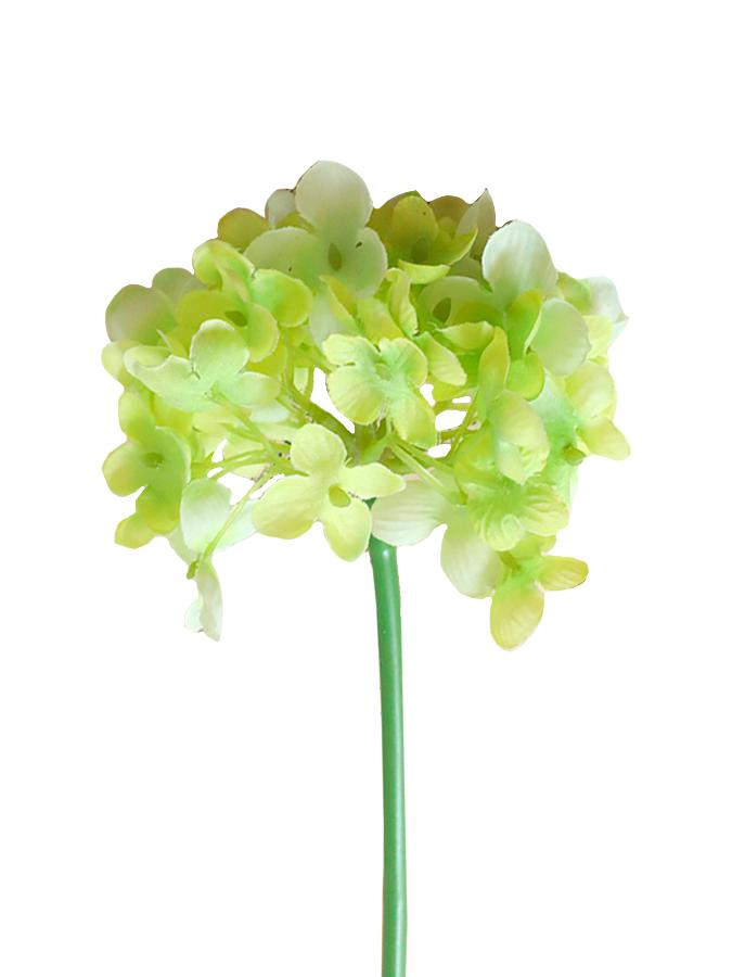 Искусственный цветок "Зеленая гортензия" (искусственный шелк, полиэтилен). 26,5х11х11 см