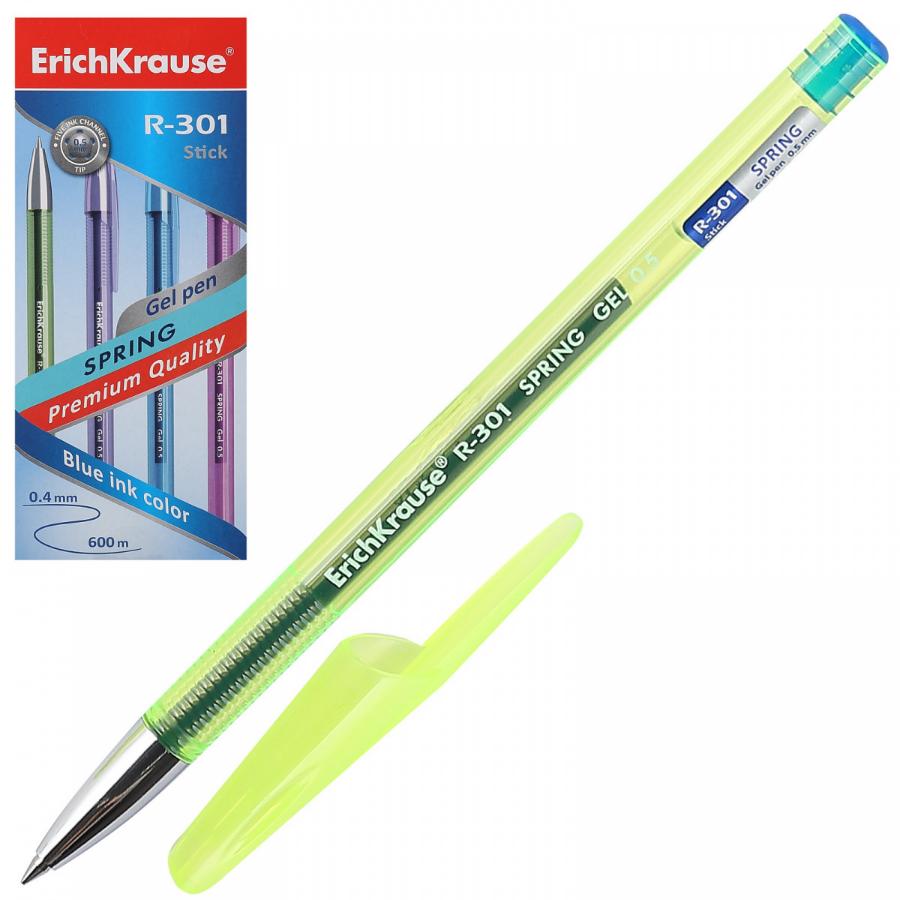 Ручка гелевая Erich Krause "R-301 Spring Gel Stick" 0,5 мм, синяя